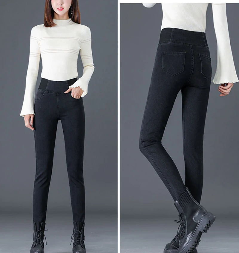 Oversize 26-38 Black Skinny Pencil Jeans Women High Waist Slim Denim Pants Stretch Leggings Vaqueros Casual Pantalones Jean 2024