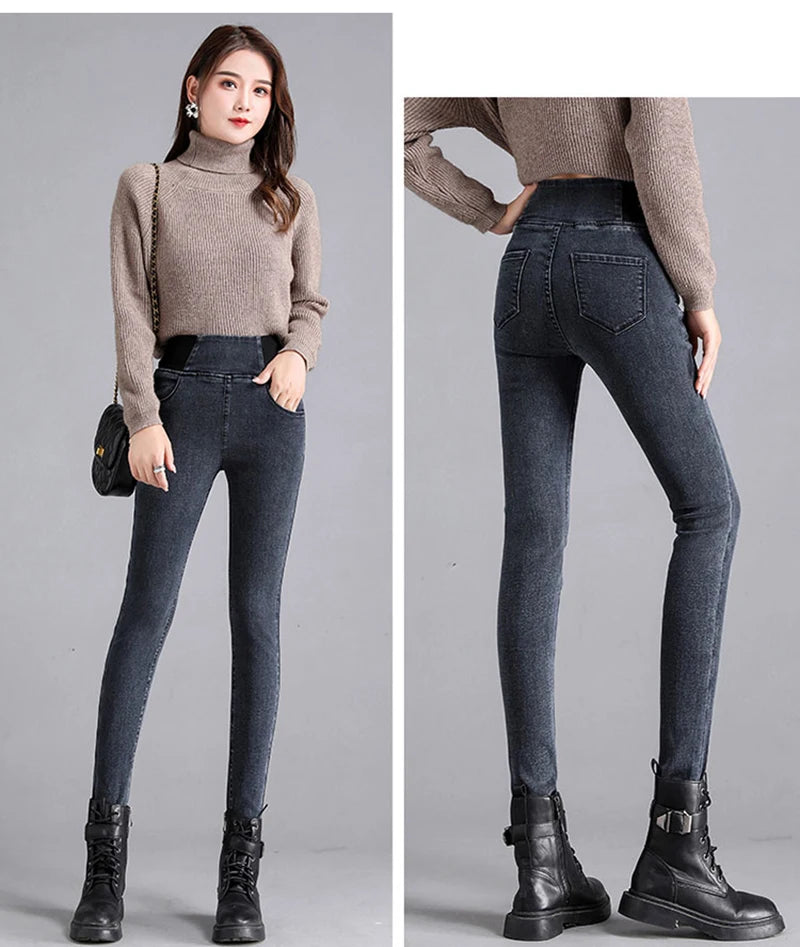 Oversize 26-38 Black Skinny Pencil Jeans Women High Waist Slim Denim Pants Stretch Leggings Vaqueros Casual Pantalones Jean 2024