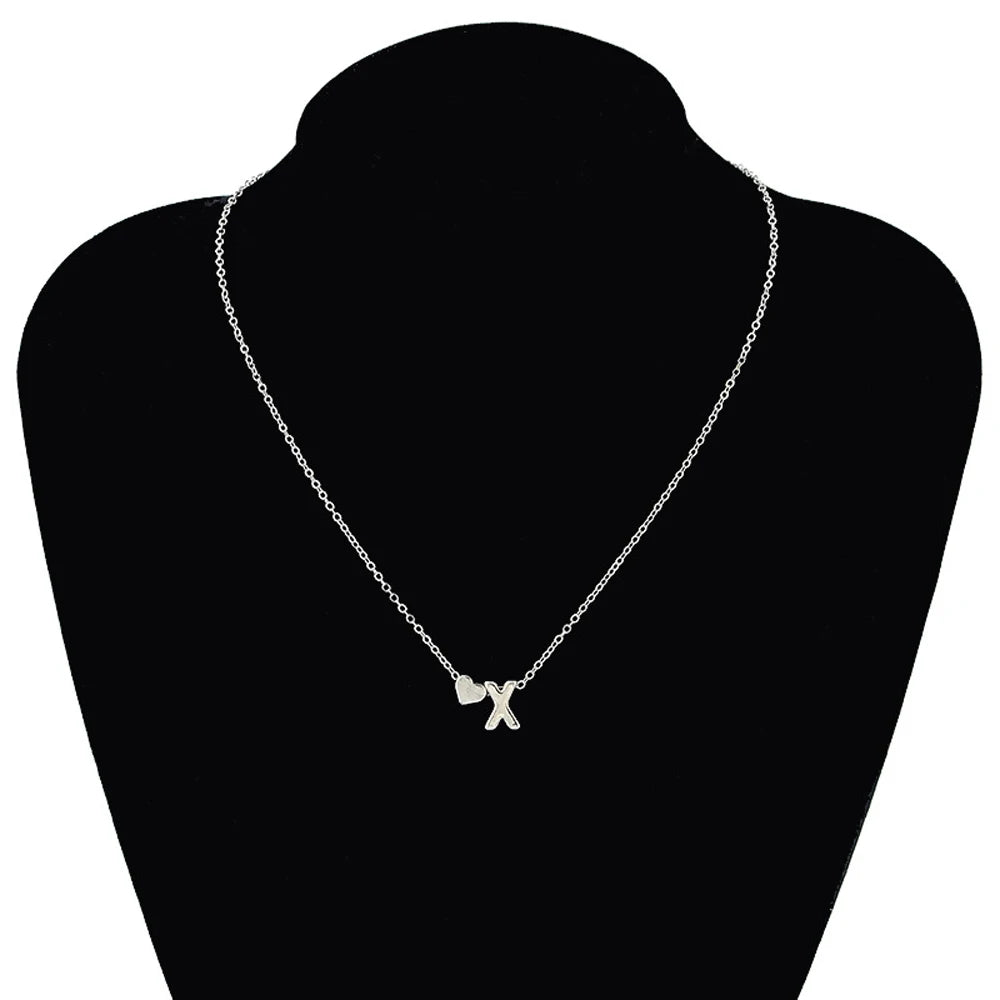 SUMENG Fashion Tiny Heart Dainty Initial Necklace Gold Silver Color Letter Name Choker  For Women Pendant Jewelry Gift