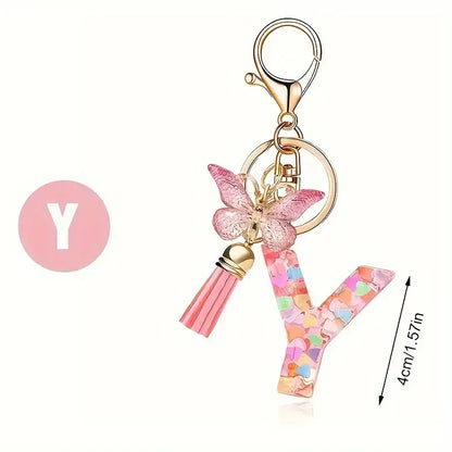 Fashion DIY A-Z Letters keychain Metal Holder Pendent Key Chain Women Car Key Ring Simple Letter Name Key Party Gift Jewelry