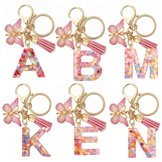 Fashion DIY A-Z Letters keychain Metal Holder Pendent Key Chain Women Car Key Ring Simple Letter Name Key Party Gift Jewelry