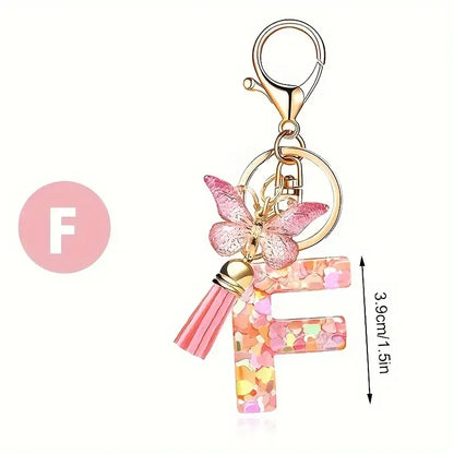 Fashion DIY A-Z Letters keychain Metal Holder Pendent Key Chain Women Car Key Ring Simple Letter Name Key Party Gift Jewelry