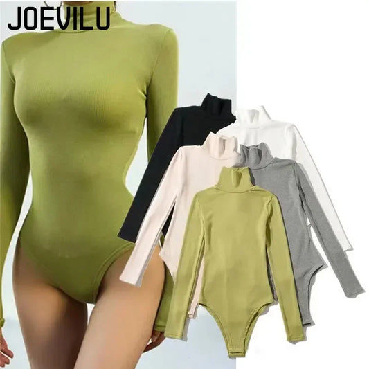 Stretch Jumpsuit Sexy Thread Turtleneck Long Sleeve Snap on One-pieces T-Shirt Slim Fit Warm Bottom Shirt Y2k Bodysuit Lingerie