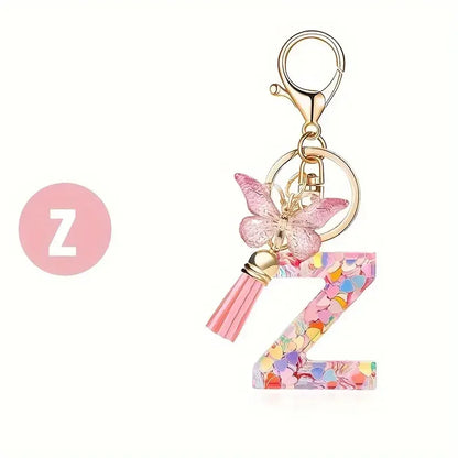 Fashion DIY A-Z Letters keychain Metal Holder Pendent Key Chain Women Car Key Ring Simple Letter Name Key Party Gift Jewelry