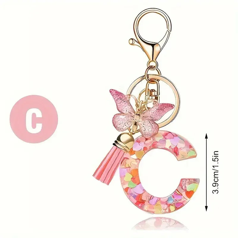 Fashion DIY A-Z Letters keychain Metal Holder Pendent Key Chain Women Car Key Ring Simple Letter Name Key Party Gift Jewelry