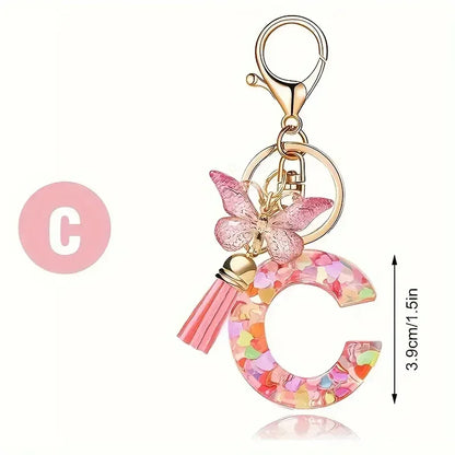 Fashion DIY A-Z Letters keychain Metal Holder Pendent Key Chain Women Car Key Ring Simple Letter Name Key Party Gift Jewelry